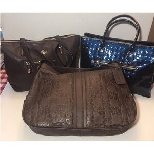 Lot Of 3 Designer Handbags Coach Coccinelle Arcadia Beautiful Elegant Leather